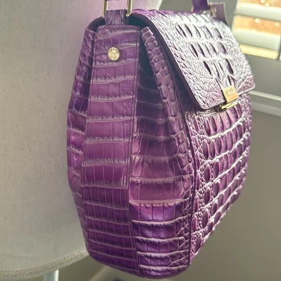 Brahmin Margo Crossbody Shoulder Bag Lilac Essence Melbourne Croc Embossed - Picture 15 of 17